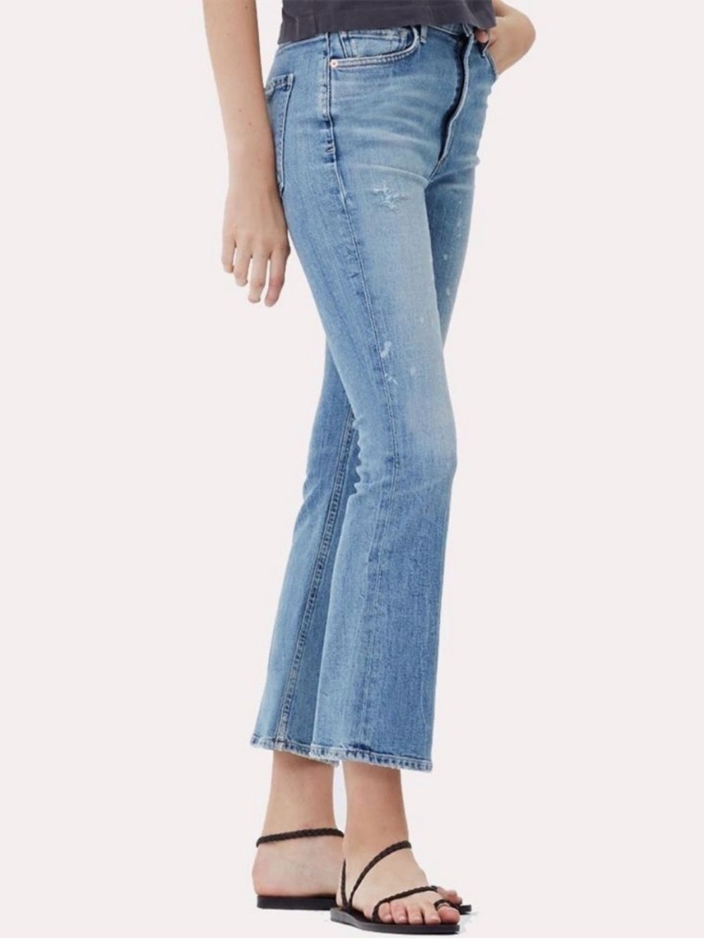 Citizens of Humanity Demy Cropped Flare Light Wash Faded Size 24 Lt Distressing